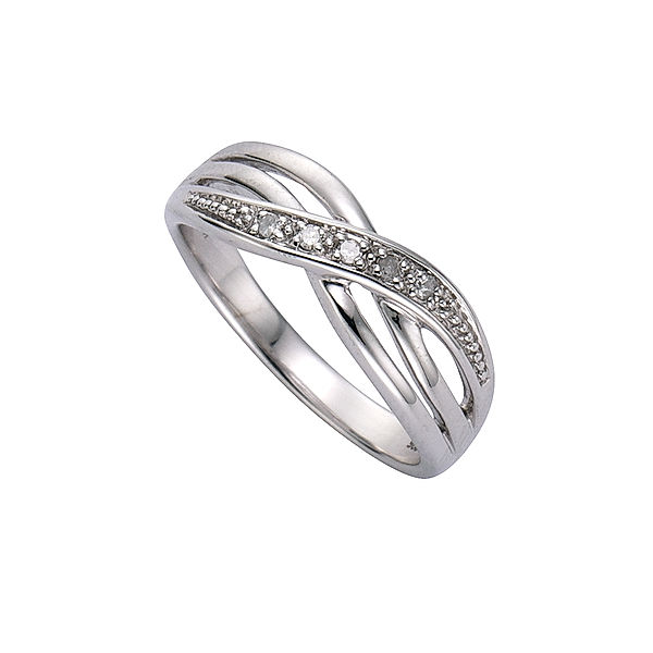 Diamonds by Ellen K. Ring 925/- Sterling Silber Diamant weiß Glänzend 0,01ct. (Größe: 054 (17,2))
