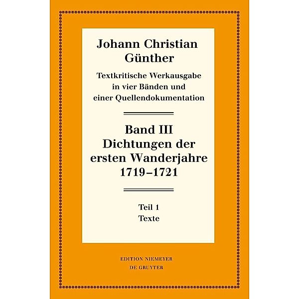 Dichtungen der ersten Wanderjahre 1719-1721