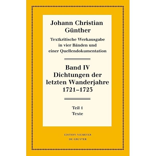 Dichtungen der letzten Wanderjahre 1721-1723