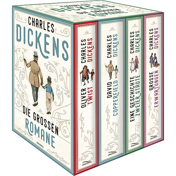 Dickens, Charles: Die großen Romane (4 Bände im Schuber: Oliver Twist; David Copperfield; Eine Geschichte zweier Städte; Große Erwartungen), Charles Dickens