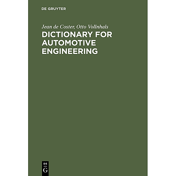 Dictionary for Automotive Engineering, Jean de Coster, Otto J. Vollnhals