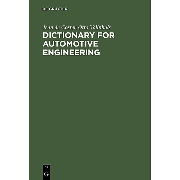 Dictionary for Automotive Engineering, Jean de Coster, Otto Vollnhals