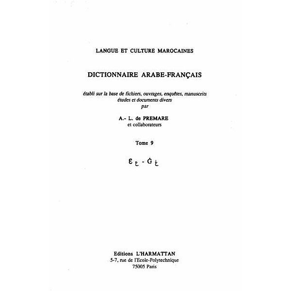 Dictionnaire arabe-francais / Hors-collection, DE PREMARRE A.-L.