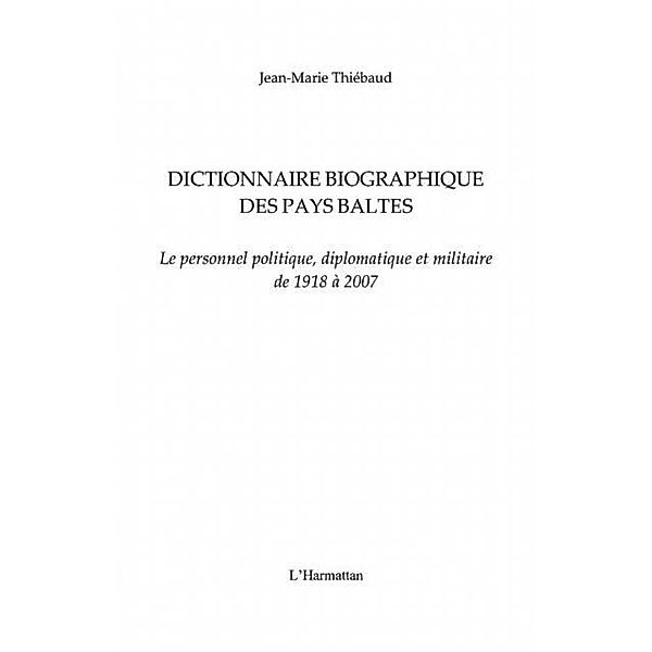 Dictionnaire biographique des pays baltes / Hors-collection, Thiebaud Jean-Marie