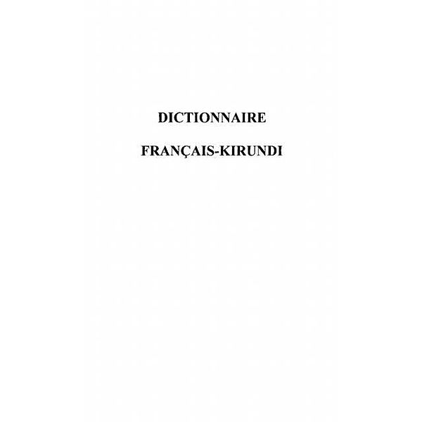 Dictionnaire francais-kirundi / Hors-collection, De Samie Thierry