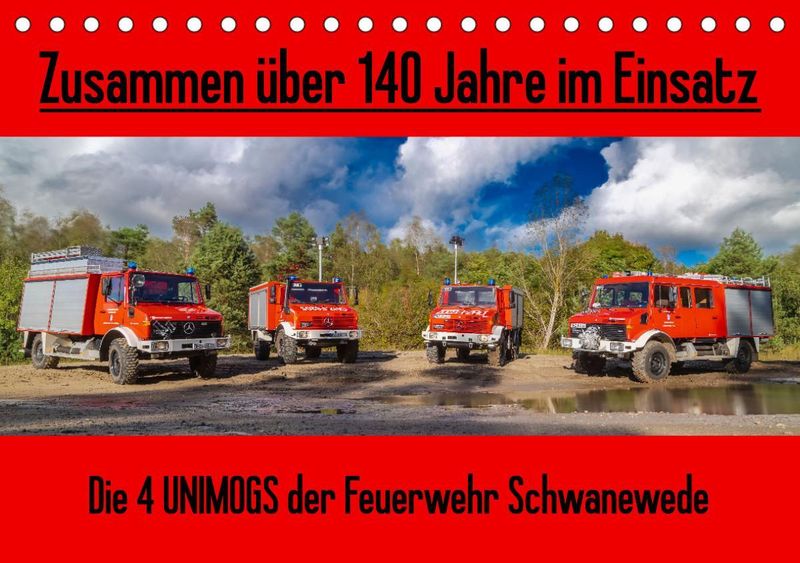 Die 4 UNIMOGS der Feuerwehr Schwanewede Tischkalender 2023 DIN A5 quer -  Kalender bestellen