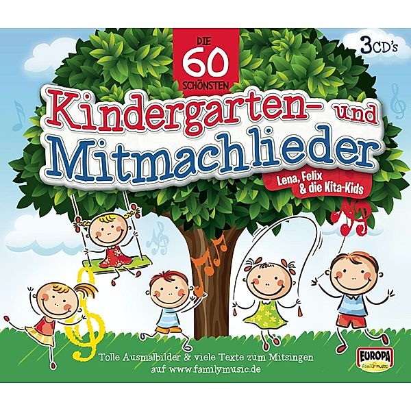 Die 60 schönsten Kindergarten- und Mitmachlieder,3 Audio-CDs, Felix & die Kita-Kids Lena