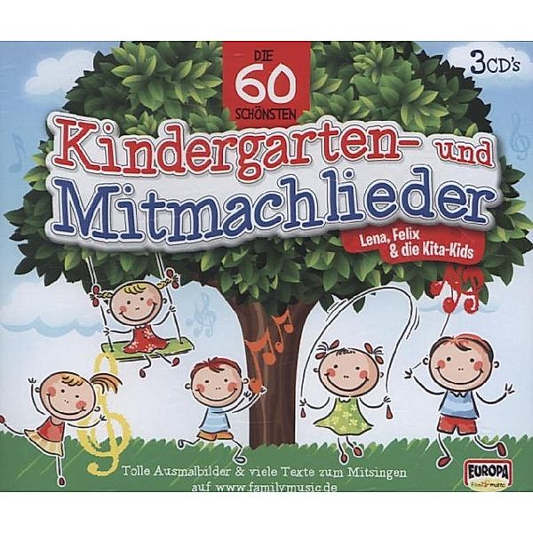 Die 60 schönsten Kindergarten- und Mitmachlieder,3 Audio-CDs, Felix & die Kita-Kids Lena