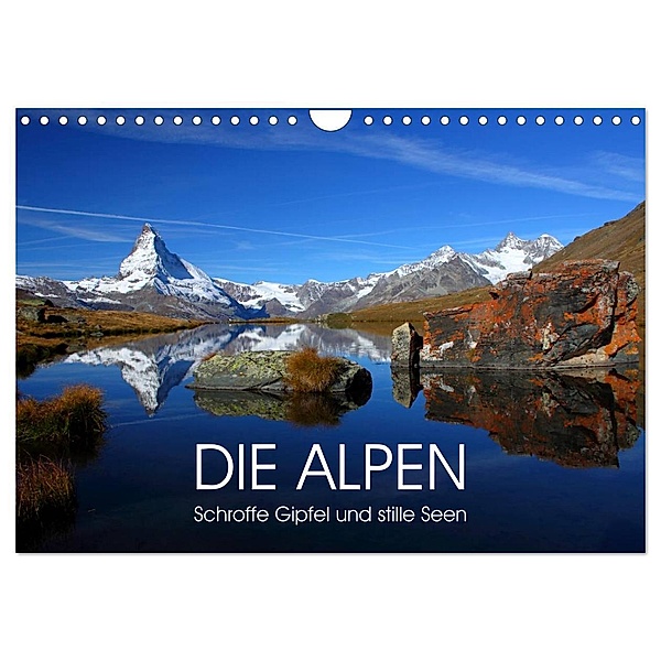 DIE ALPEN - Schroffe Gipfel und stille Seen (Wandkalender 2024 DIN A4 quer), CALVENDO Monatskalender, Judith Kuhn