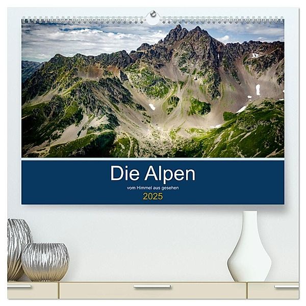 Die Alpen vom Himmel aus gesehen (hochwertiger Premium Wandkalender 2025 DIN A2 quer), Kunstdruck in Hochglanz, Calvendo, Alain Gaymard