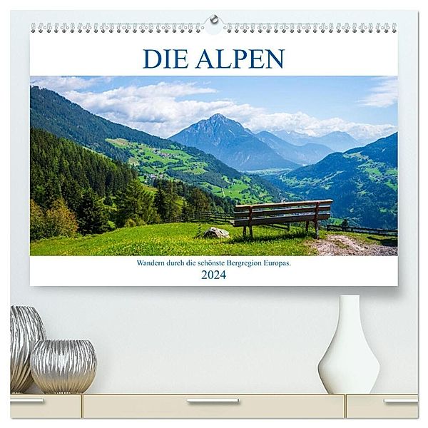 Die Alpen - Wandern durch die schönste Bergregion Europas. (hochwertiger Premium Wandkalender 2024 DIN A2 quer), Kunstdruck in Hochglanz, Gunnar Freise