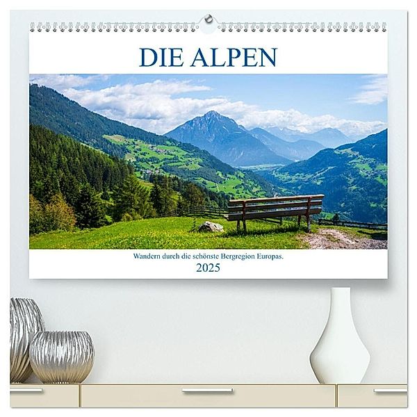 Die Alpen - Wandern durch die schönste Bergregion Europas. (hochwertiger Premium Wandkalender 2025 DIN A2 quer), Kunstdruck in Hochglanz, Calvendo, Gunnar Freise