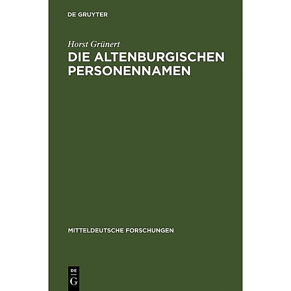 Die Altenburgischen Personennamen, Horst Grünert