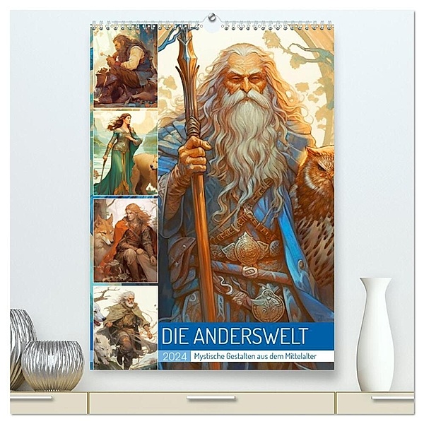 Die Anderswelt. Mystische Gestalten aus dem Mittelalter (hochwertiger Premium Wandkalender 2024 DIN A2 hoch), Kunstdruck in Hochglanz, Rose Hurley