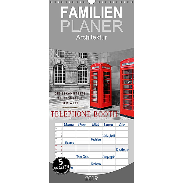 Die bekannteste Telefonzelle der Welt - Telephone Booth - Familienplaner hoch (Wandkalender 2019 , 21 cm x 45 cm, hoch), Peter Roder