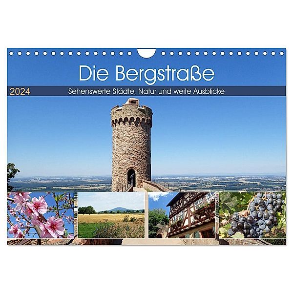 Die Bergstraße - Sehenswerte Städte, Natur und weite Ausblicke (Wandkalender 2024 DIN A4 quer), CALVENDO Monatskalender, Ilona Andersen