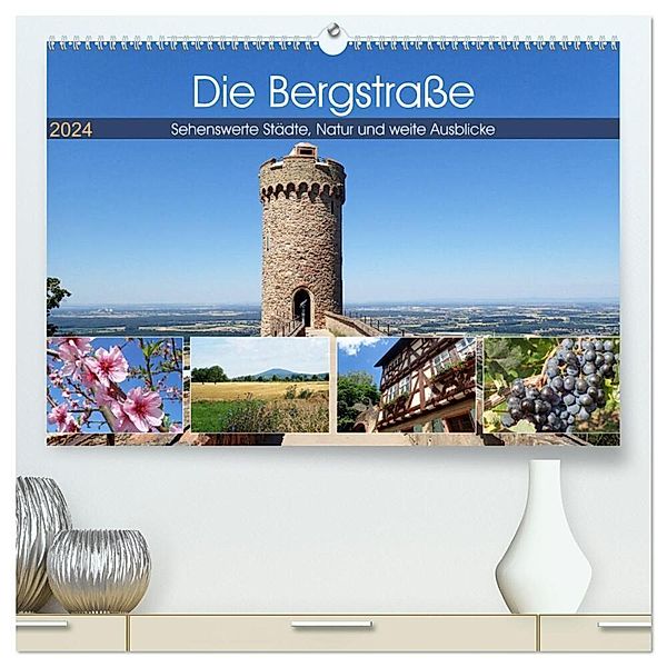 Die Bergstrasse - Sehenswerte Städte, Natur und weite Ausblicke (hochwertiger Premium Wandkalender 2024 DIN A2 quer), Kunstdruck in Hochglanz, Ilona Andersen