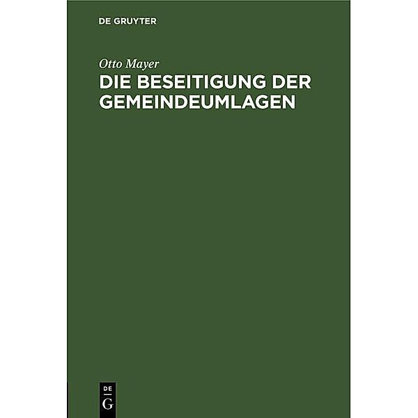 Die Beseitigung der Gemeindeumlagen, Otto Mayer