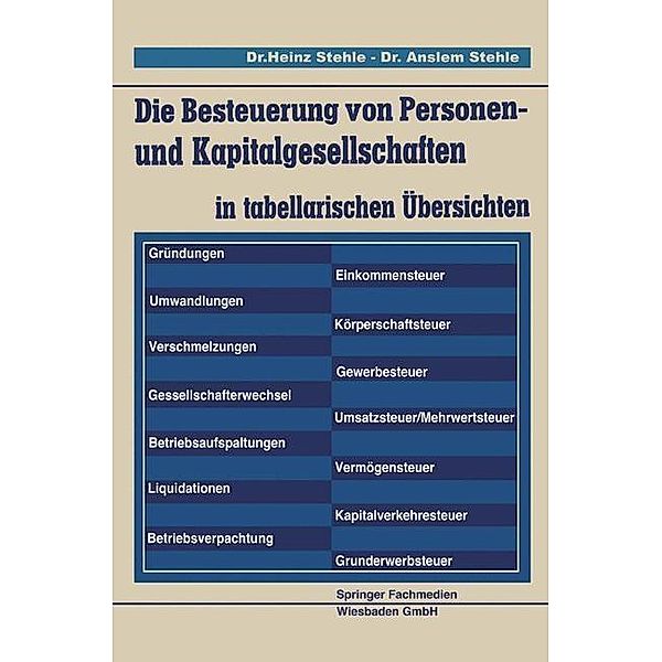 Die Besteuerung von Personen- und Kapitalgesellschaften, Heinz Stehle, Anselm Stehle