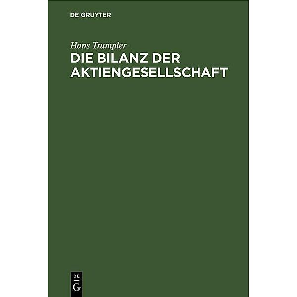 Die Bilanz der Aktiengesellschaft, Hans Trumpler