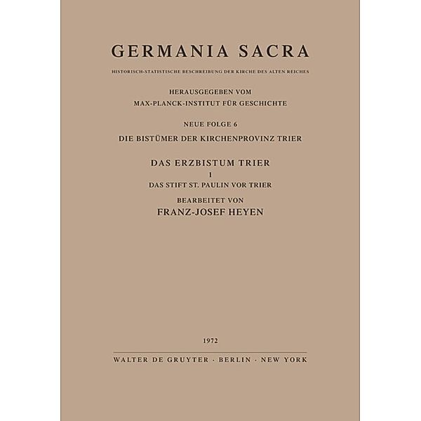 Die Bistümer der Kirchenprovinz Mainz. Das Bistum Hildesheim I. Das Reichsunmittelbare Kanonissenstift Gandersheim