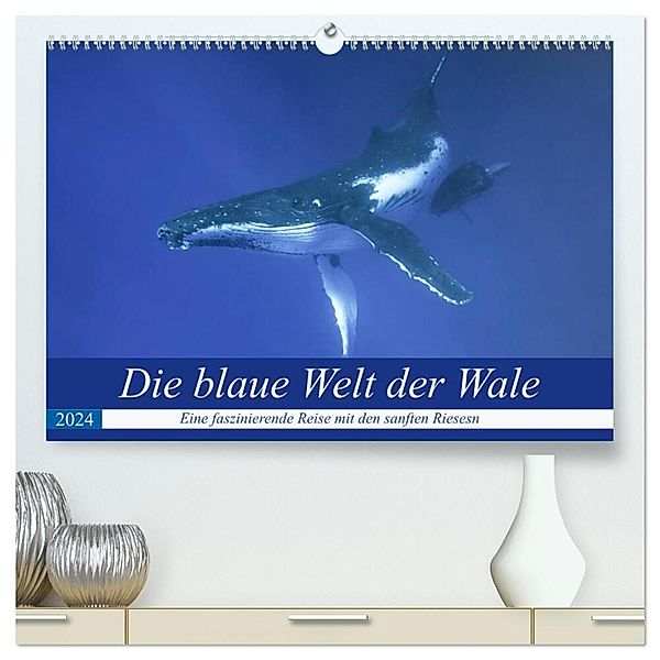 Die blaue Welt der Wale (hochwertiger Premium Wandkalender 2024 DIN A2 quer), Kunstdruck in Hochglanz, Travelpixx.com