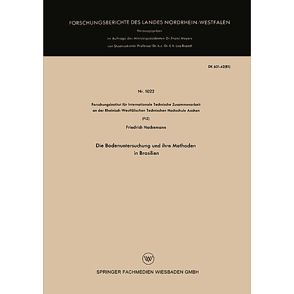 Die Bodenuntersuchung und ihre Methoden in Brasilien, Friedrich Hackemann