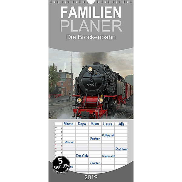 Die Brockenbahn - Familienplaner hoch (Wandkalender 2019 , 21 cm x 45 cm, hoch), Martina Berg