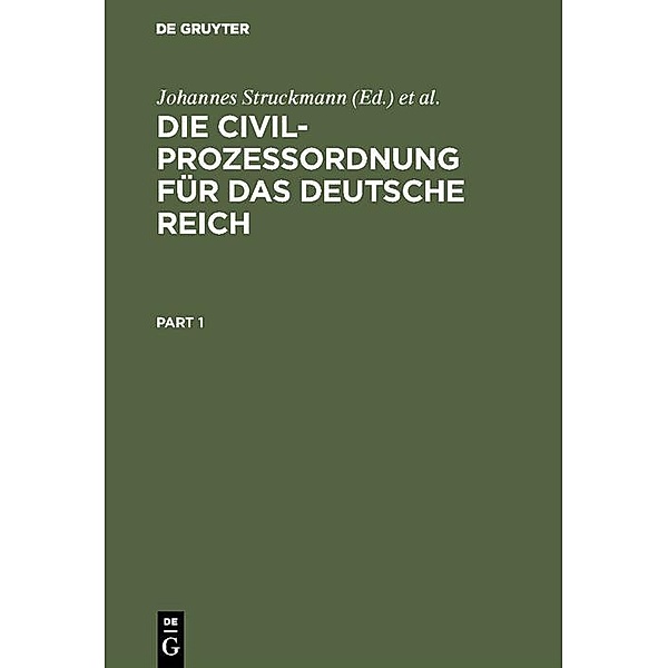 Die Civilprozeßordnung für das Deutsche Reich