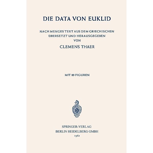 Die Data von Euklid, NA Euclides, Clemens Thaer