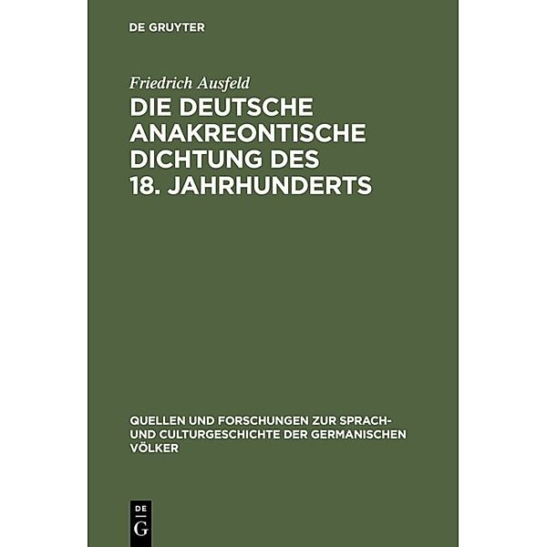 Die deutsche anakreontische Dichtung des 18. Jahrhunderts, Friedrich Ausfeld
