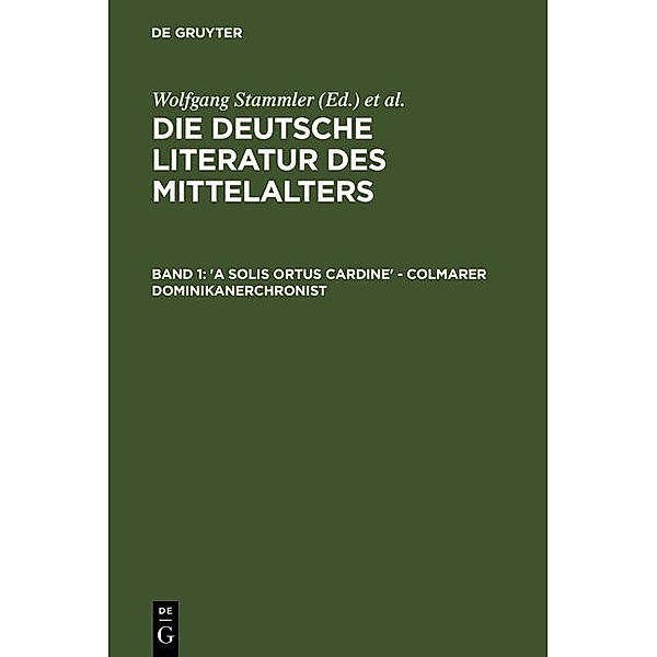 Die deutsche Literatur des Mittelalters - 'A solis ortus cardine' - Colmarer Dominikanerchronist