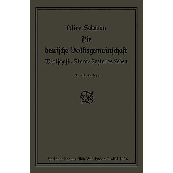 Die deutsche Volksgemeinschaft Vieweg+Teubner Verlag eBook v. Alice Salomon  | Weltbild