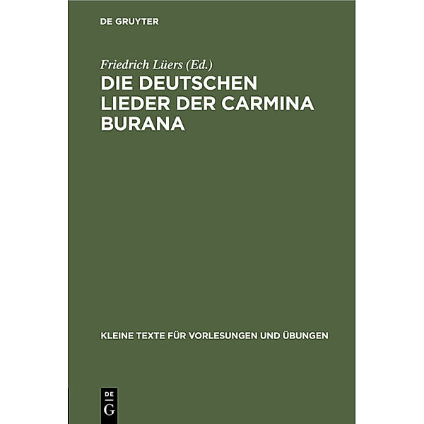Die deutschen Lieder der Carmina Burana