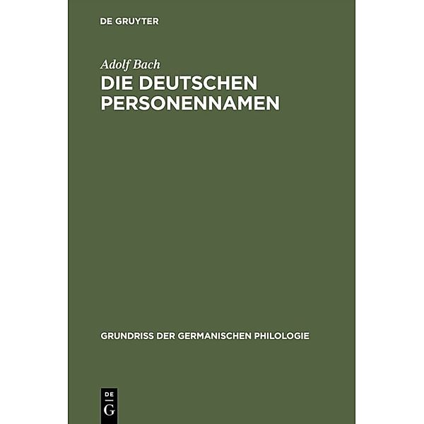 Die deutschen Personennamen, Adolf Bach