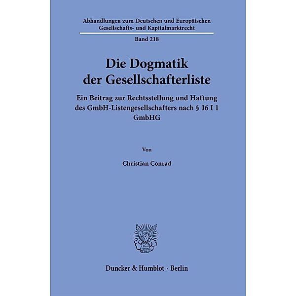 Die Dogmatik der Gesellschafterliste., Christian Conrad