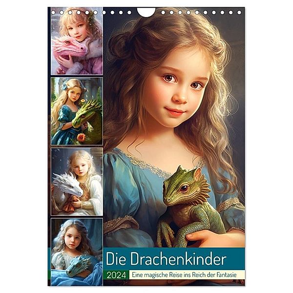 Die Drachenkinder. Eine magische Reise ins Reich der Fantasie (Wandkalender 2024 DIN A4 hoch), CALVENDO Monatskalender, Rose Hurley