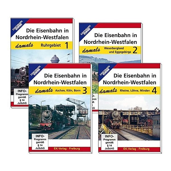 Die Eisenbahn in Nordrhein-Westfalen damals - 1-4 - Die Eisenbahn in Nordrhein-Wesstfalen damals - Teil 1 bis Teil 4 im Paket.Tl.1-4,4 DVD-Video