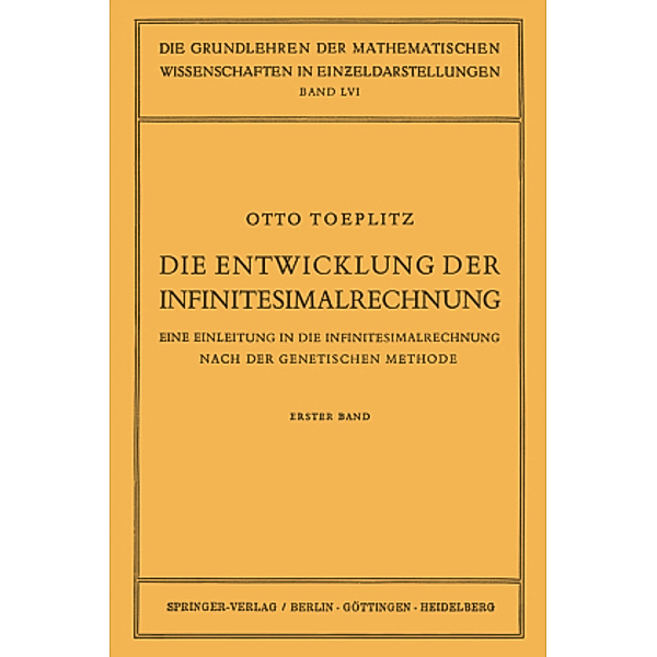 Die Entwicklung der Infinitesimalrechnung, Otto Toeplitz
