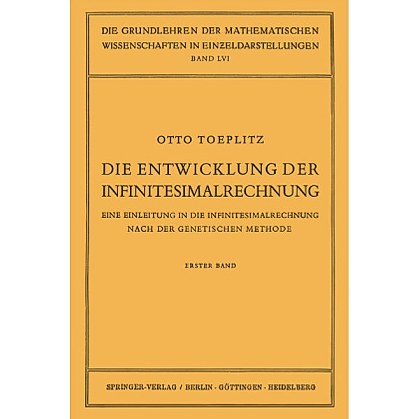 Die Entwicklung der Infinitesimalrechnung, Otto Toeplitz