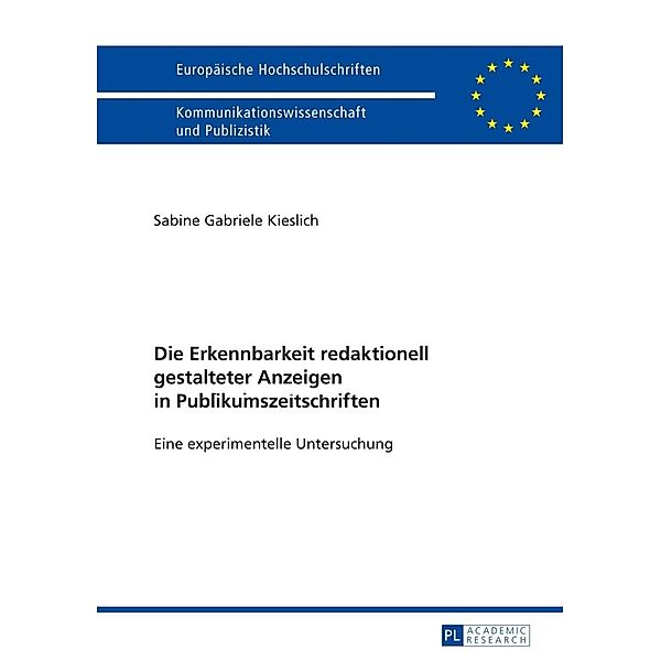 Die Erkennbarkeit redaktionell gestalteter Anzeigen in Publikumszeitschriften, Sabine Kieslich