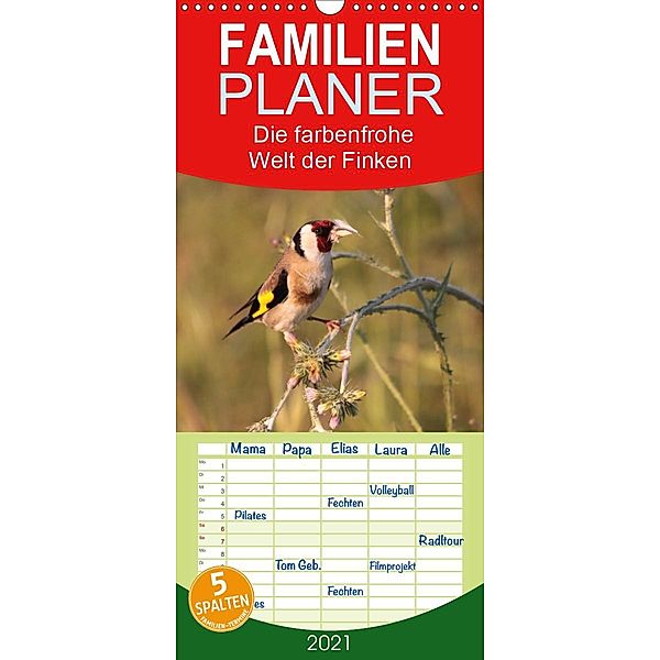 Die farbenfrohe Welt der Finken - Familienplaner hoch (Wandkalender 2021 , 21 cm x 45 cm, hoch), Winfried Erlwein