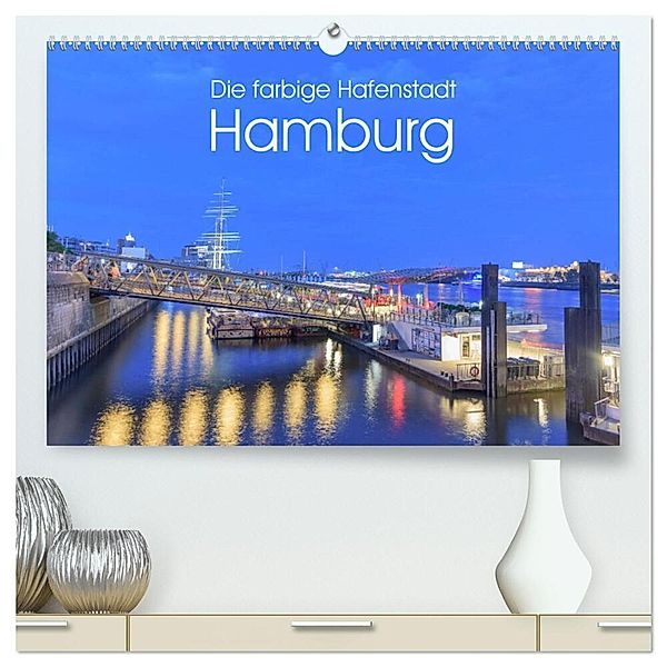 Die farbige Hafenstadt Hamburg (hochwertiger Premium Wandkalender 2025 DIN A2 quer), Kunstdruck in Hochglanz, Calvendo, Fiorelino Nürnberg