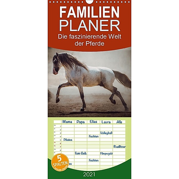 Die Faszinierende Welt der Pferde - Familienplaner hoch (Wandkalender 2021 , 21 cm x 45 cm, hoch), Sabrina Mischnik
