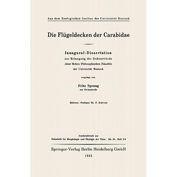 Die Flügeldecken der Carabidae, Fritz Sprung