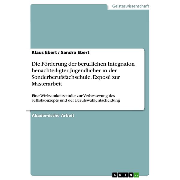 Die Förderung der beruflichen Integration benachteiligter Jugendlicher in der Sonderberufsfachschule. Exposé zur Mastera, Sandra Ebert, Klaus Ebert