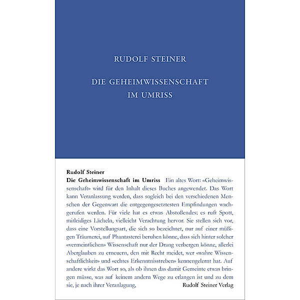 Die Geheimwissenschaft im Umriss, Rudolf Steiner