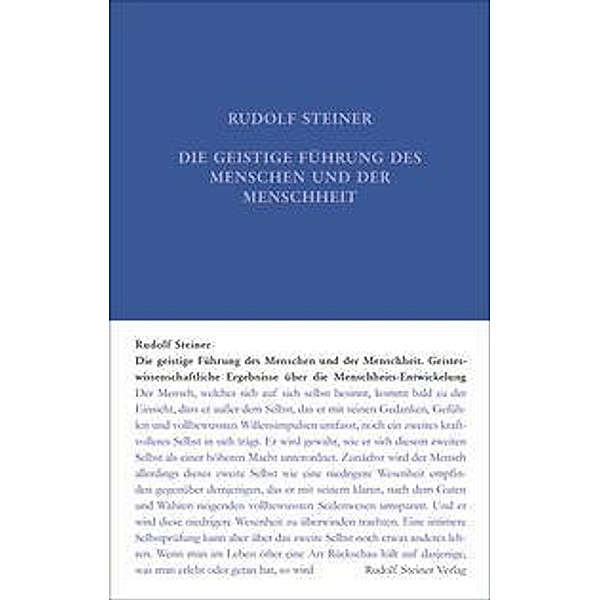 Die geistige Führung des Menschen und der Menschheit, Rudolf Steiner
