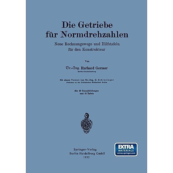 Die Getriebe für Normdrehzahlen, Ruthard Germar, G. Schlesinger