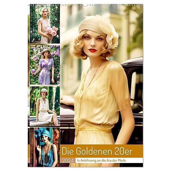Die Goldenen 20er - In Anlehnung an die Ära der Mode (Wandkalender 2024 DIN A2 hoch), CALVENDO Monatskalender, Anja Frost